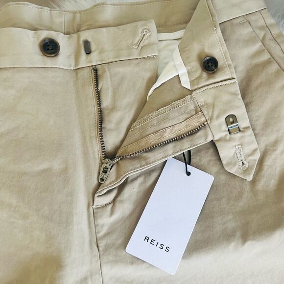 REISS Wicket Cotton Blend Chino Shorts, Flat Front, Classic, Tan, Size 30, NWT - Picture 7 of 7
